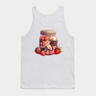 Strawberry Jam Kitten Cottagecore Tank Top